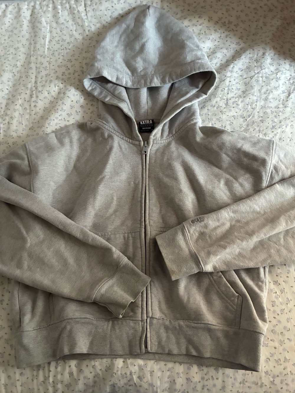 TNA Extra Fleece Boyfriend Hoodie in Light Gray M